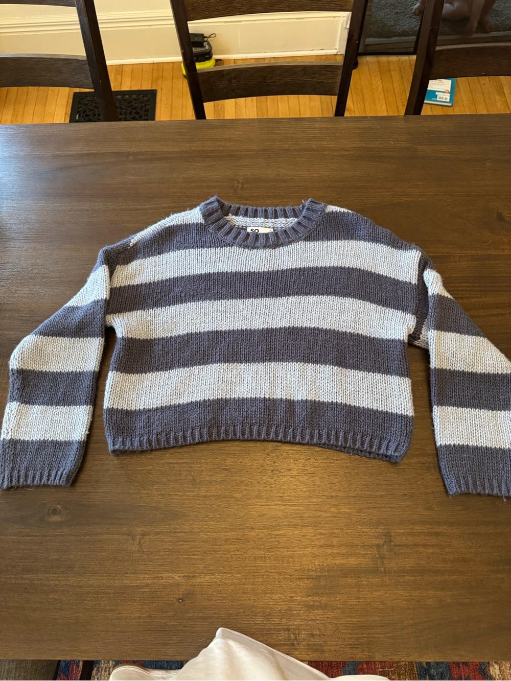 SO Striped Cropped Crewneck Sweater Size Small